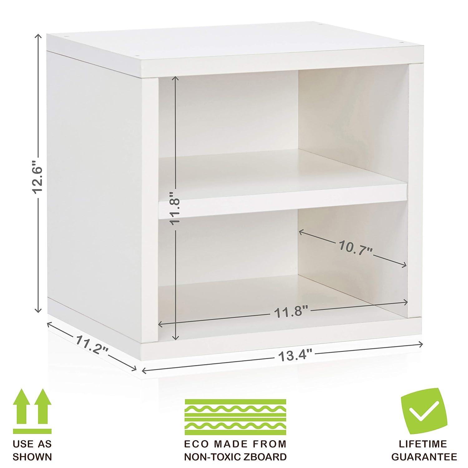 Way Basics Modular Connect Shelf Cube Cubby Storage Stackable Closet Organizer Display Shelf, White