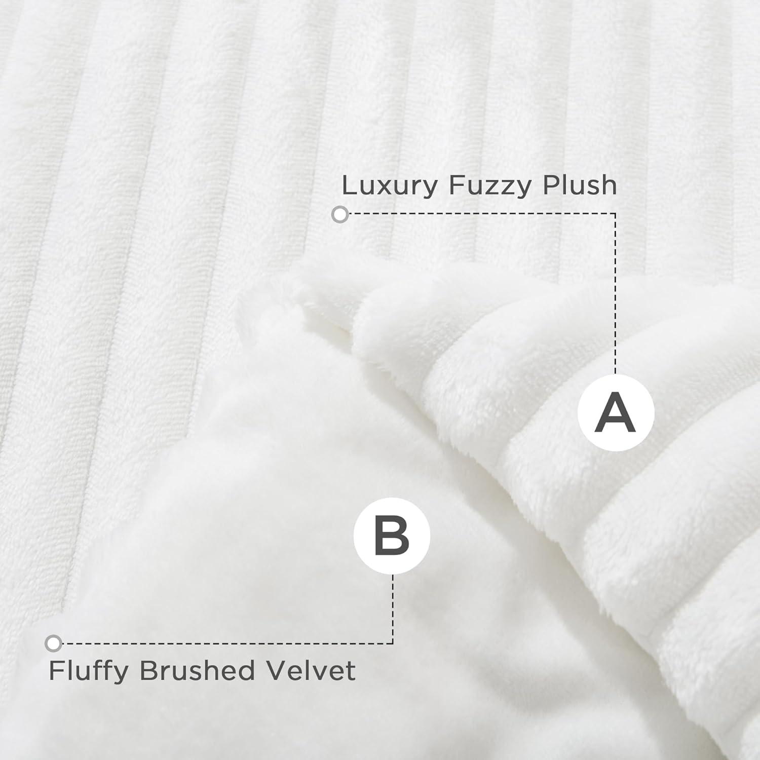 Winter Warm Fleece Bedding Set Cream White - King