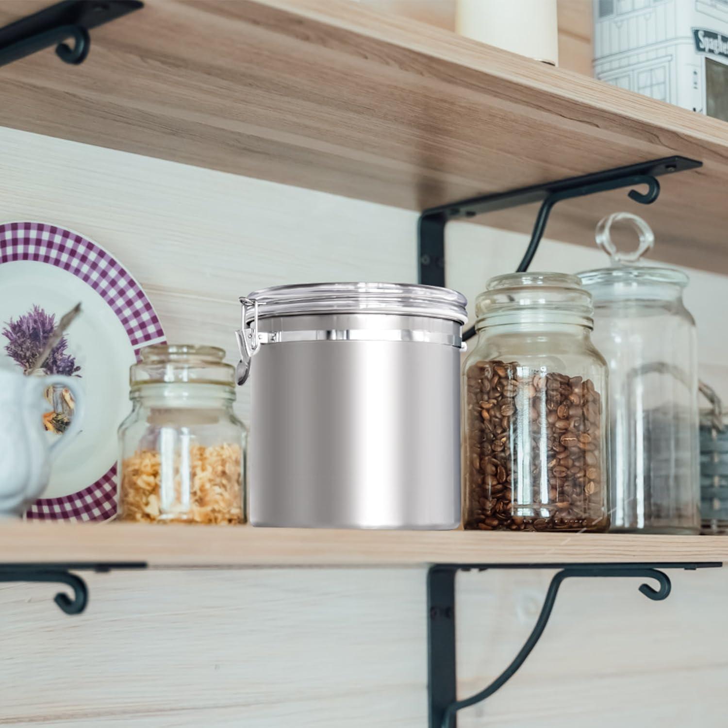 ENLOY 165oz Stainless Steel Airtight Canister for Kitchen, Large Metal Food Storage Canisters with Clear Lid and Sturdy Locking Clamp