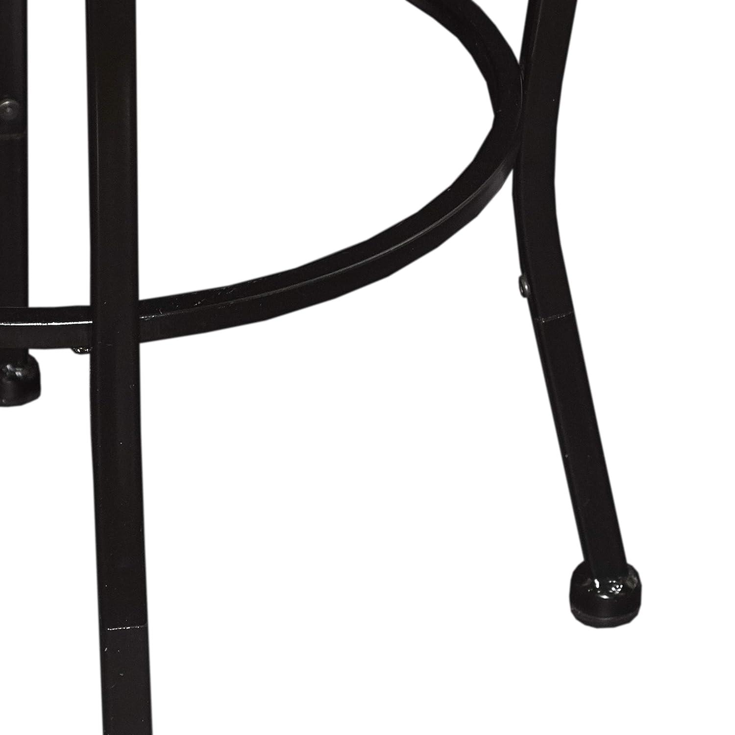 Linon Townsend Steel 24"-30" Adjustable Leg Armless Upholstered Stool in Black