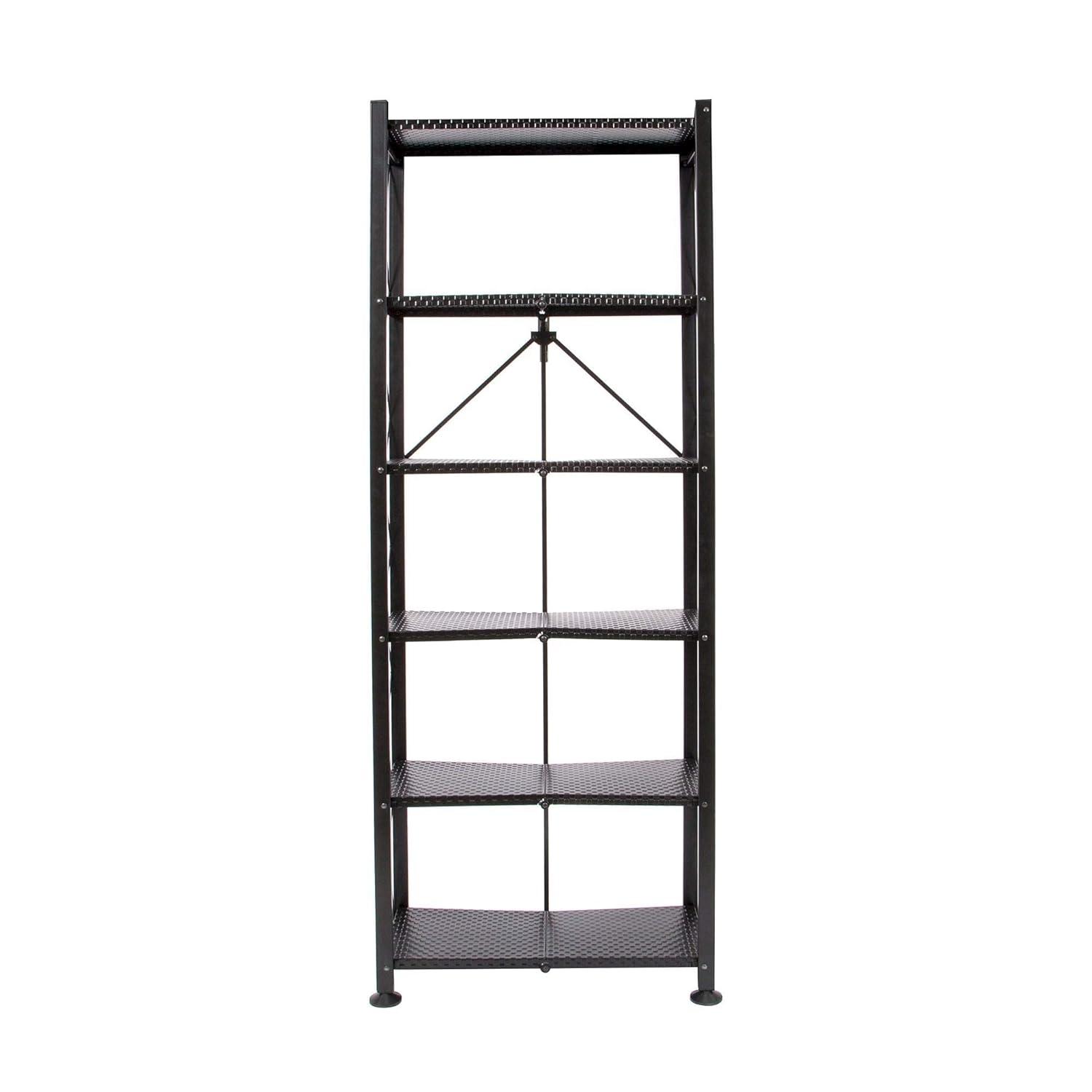 Origami Foldable 6-Shelf Classic Stamped Steel Bookcase