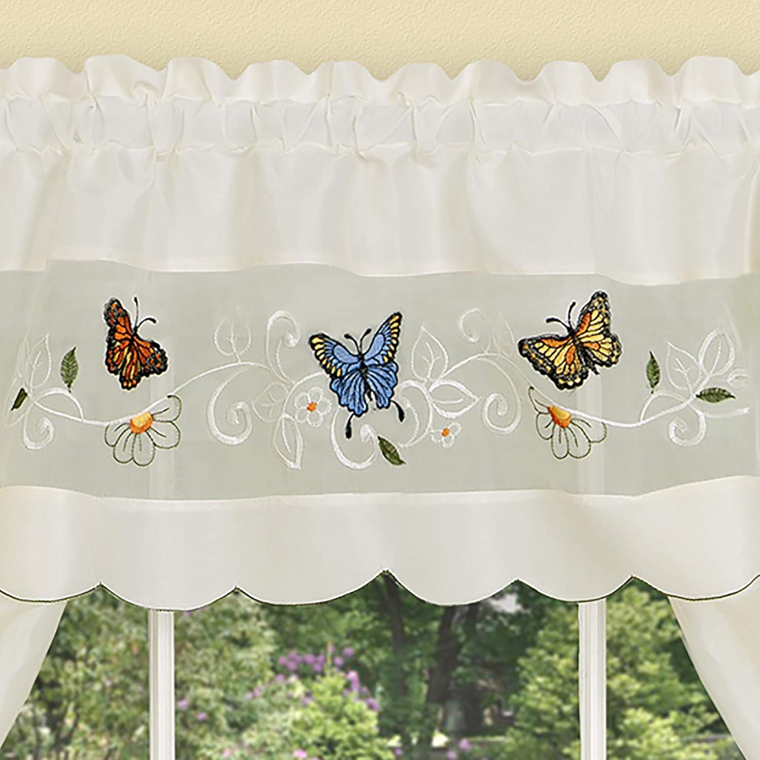 Achim Daisy Meadow Embellished Cottage Window Curtain Set - 58x36