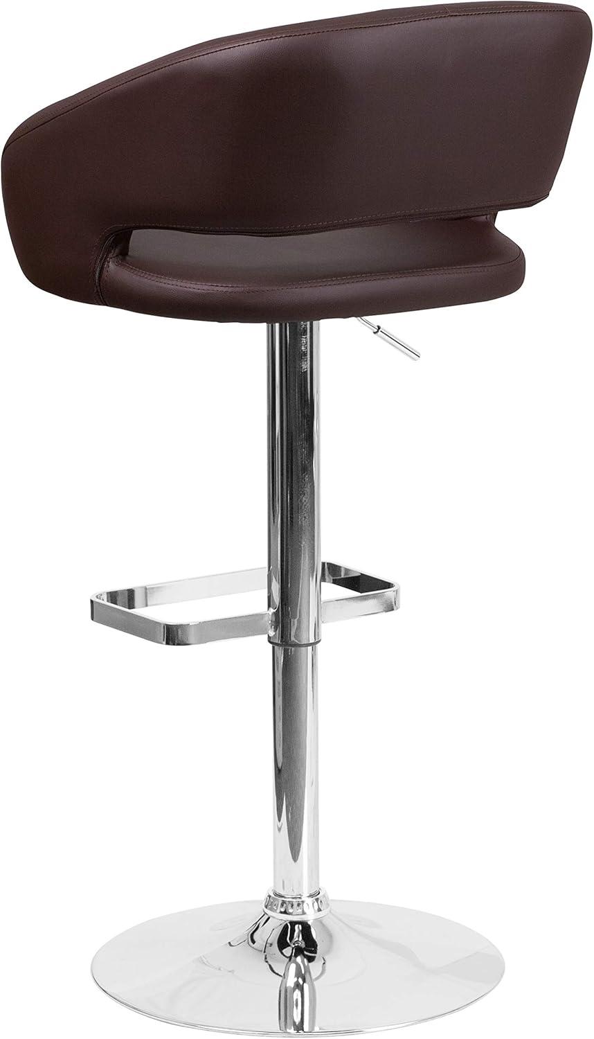 Flash Furniture Contemporary Vinyl Adjustable Height Barstool with Rounded Mid-Back