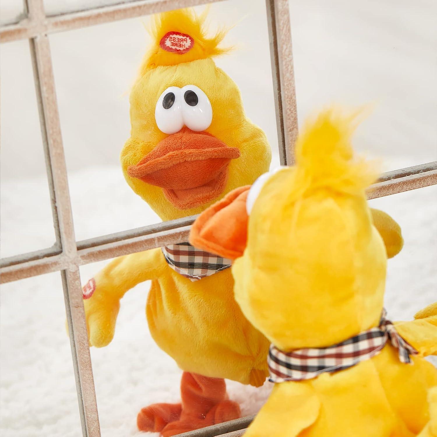 Houwsbaby 15" Electronic Squawking Chicken Toy, Easter Chicken Stuffed Animal Interactive Musical Walking Singing Waving Rooster Plush Toy with Bib Present for Kids Boys Girls Easter Thanksgiving Day