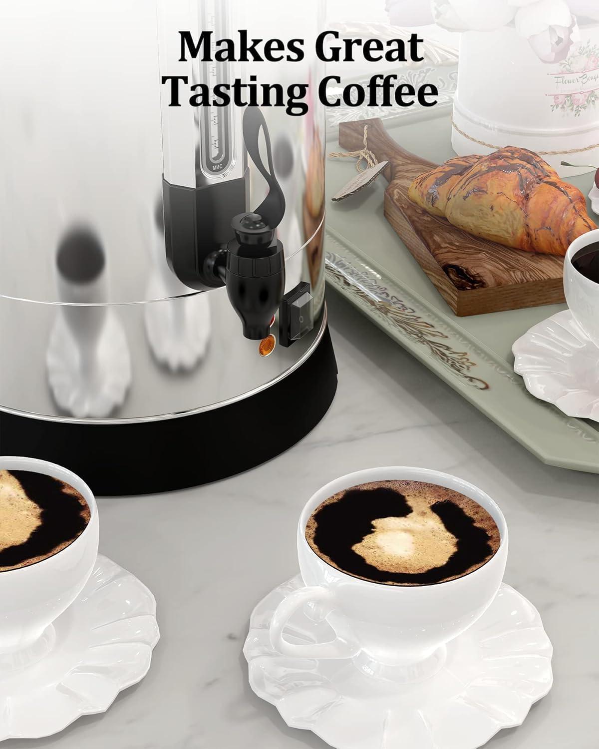 GarveeHome 100 Cups Coffee Urn,14L/3.8 Gallon Double Wall Commerical Coffee Maker for Buffet Catering Wedding Gathering,Large Capacity Hot Coffee Dispenser,Stainless Steel Hot Water Urn