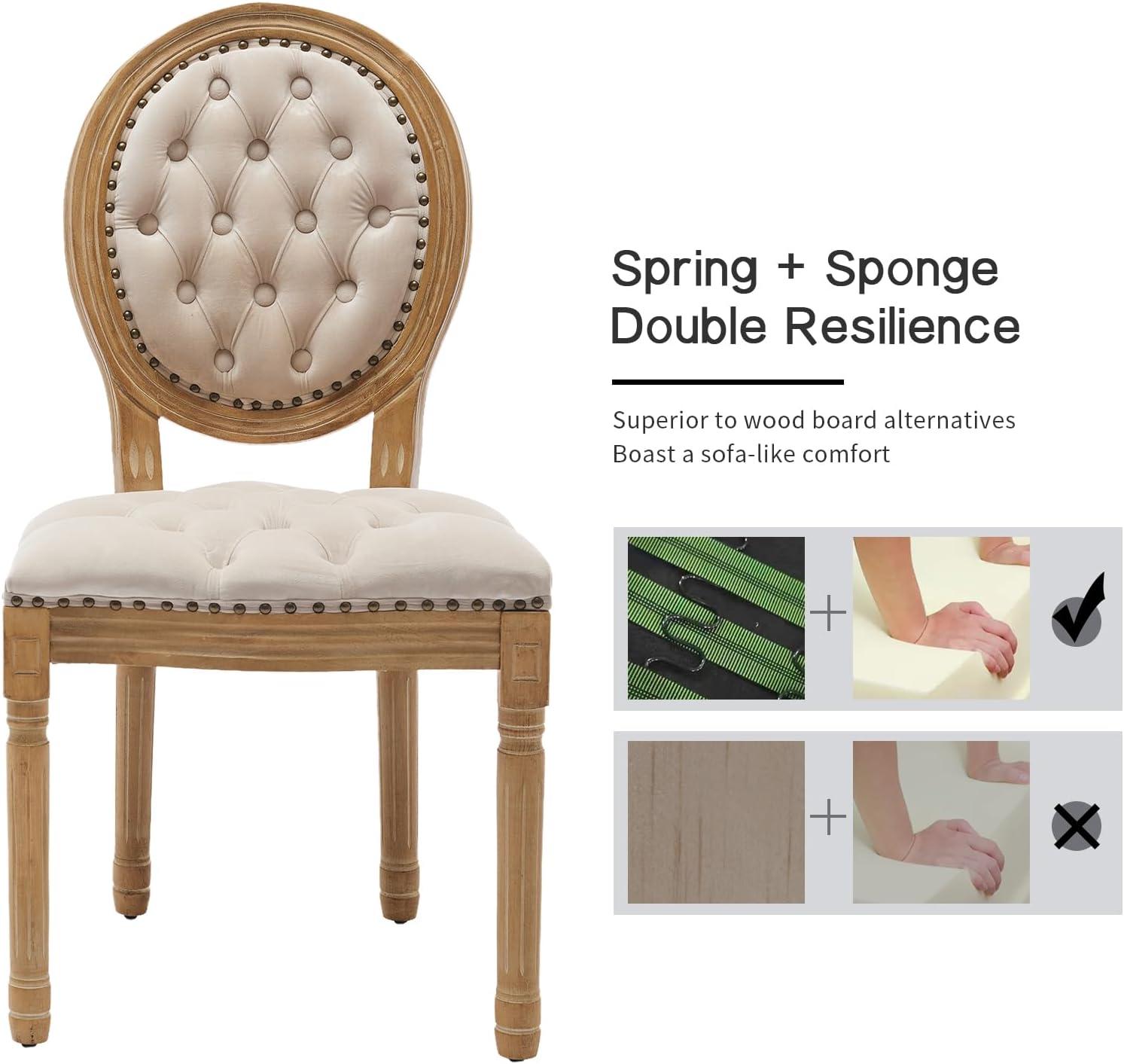 One Allium Way® French Style Vintage Solid Wood Upholstered Dining Chair (Set of 4)