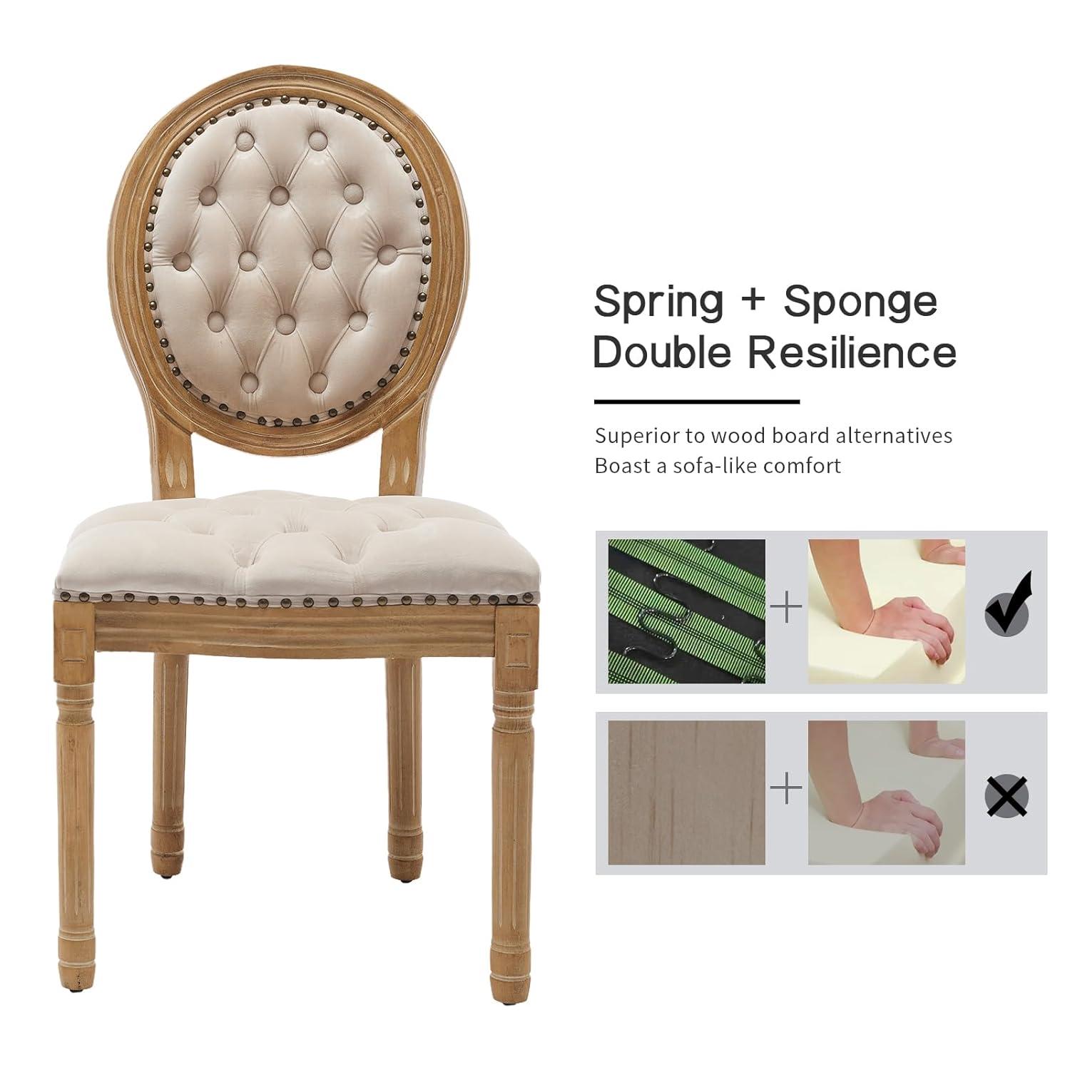 One Allium Way® French Style Vintage Solid Wood Upholstered Dining Chair (Set of 4)