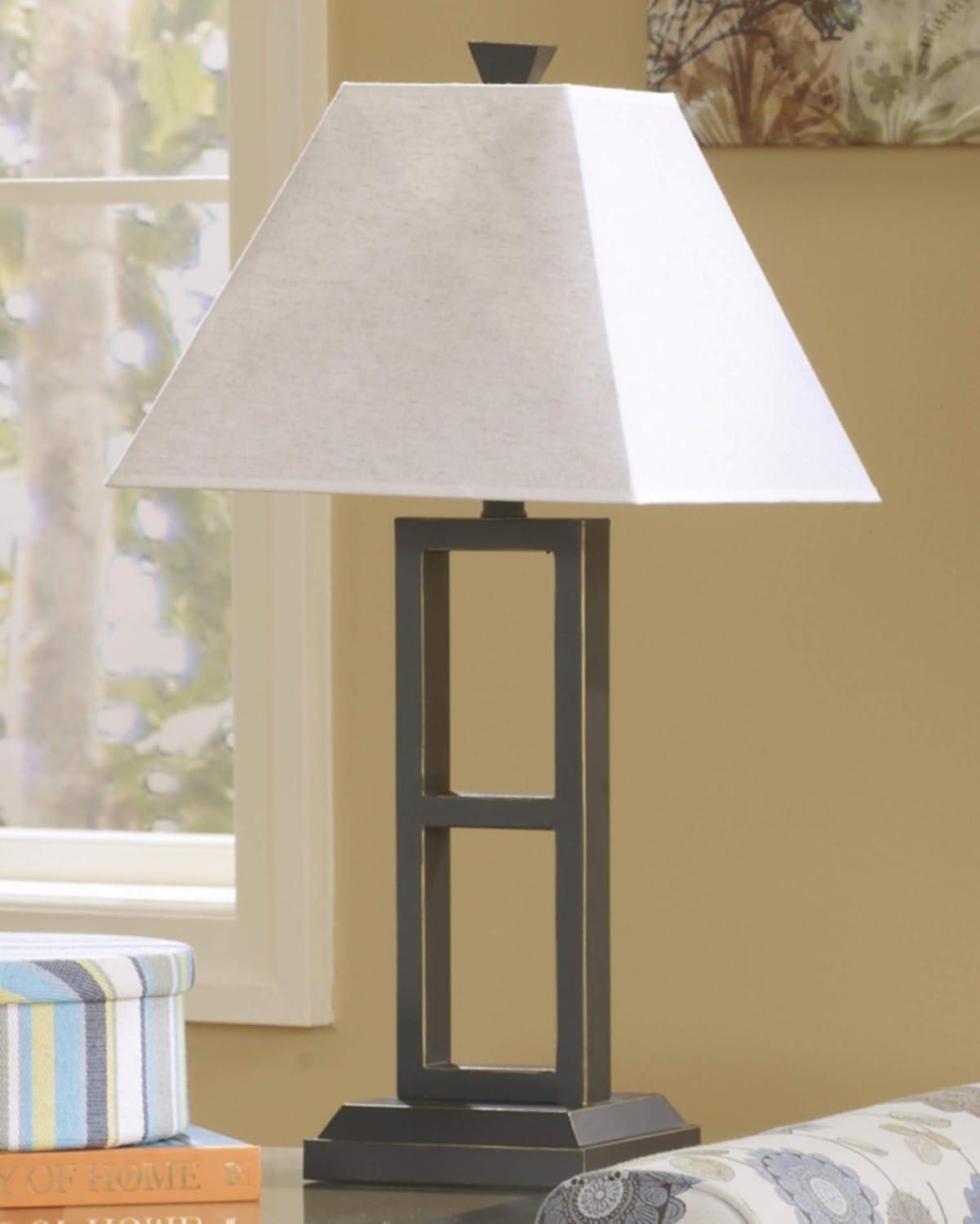 Deidra Metal Set Of 2 Table Lamp Black: Rustic Base, Linen Shade, On/Off Switch - Signature Design by Ashley