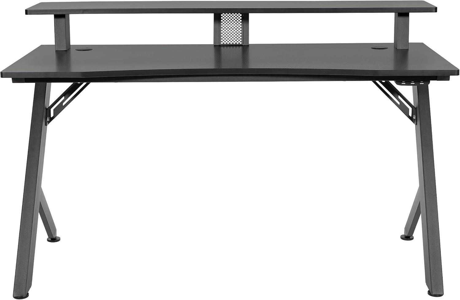 Area51 Matte Black Steel Gaming Desk with RGB LED Lights