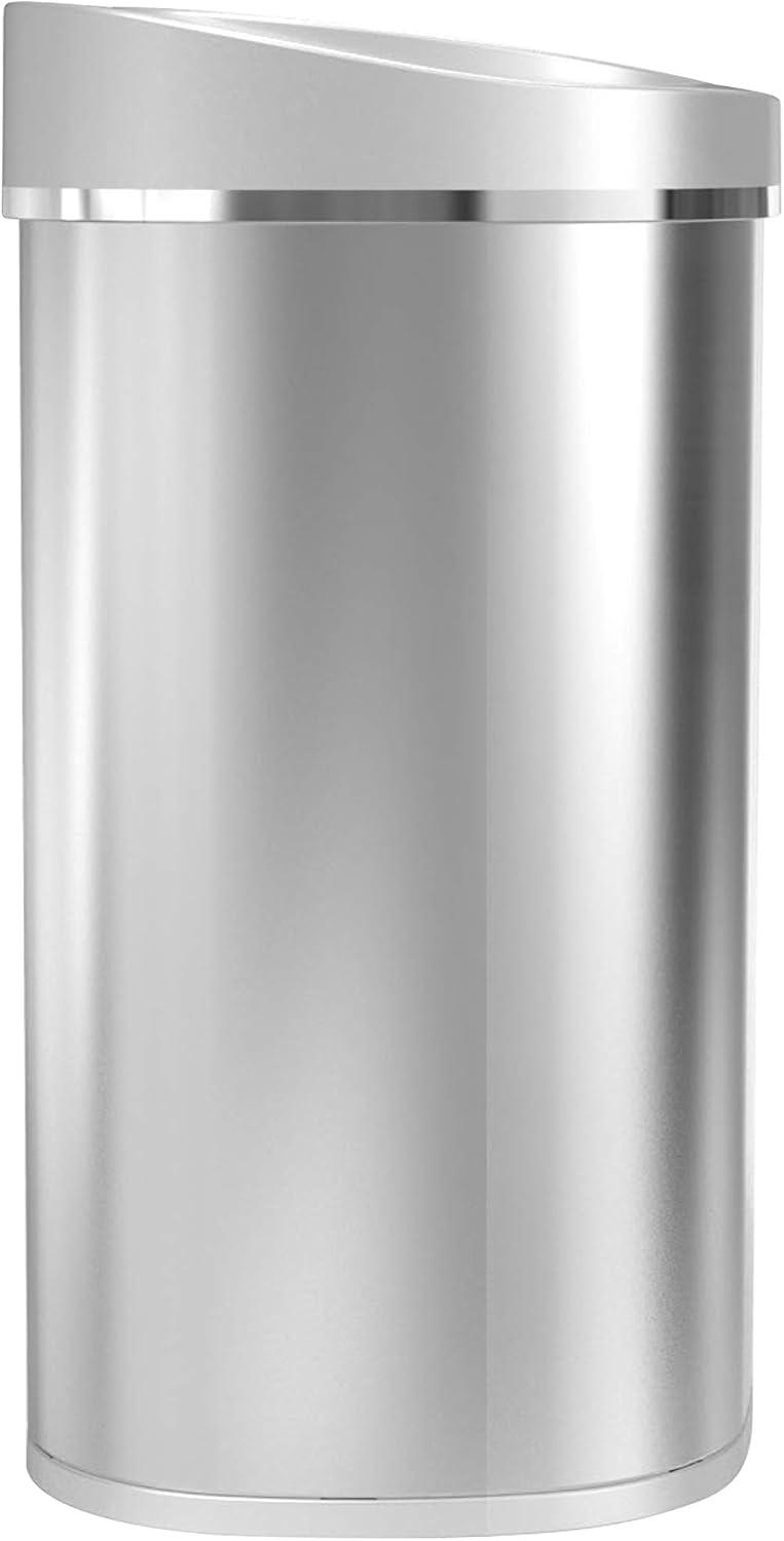 Nine Stars 21gal Motion Sensor Oval Shape Stainless Steel Trash Can Silver: Fingerprint-Resistant, Quiet Closing Lid