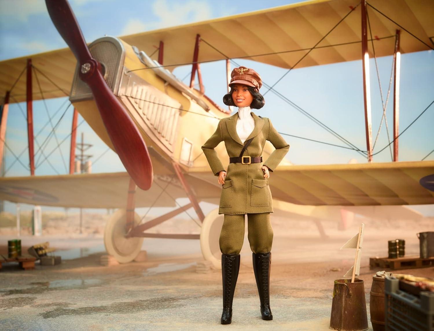 Barbie Inspiring Women Bessie Coleman Collectible Doll with Aviator Suit, Helmet and Goggles