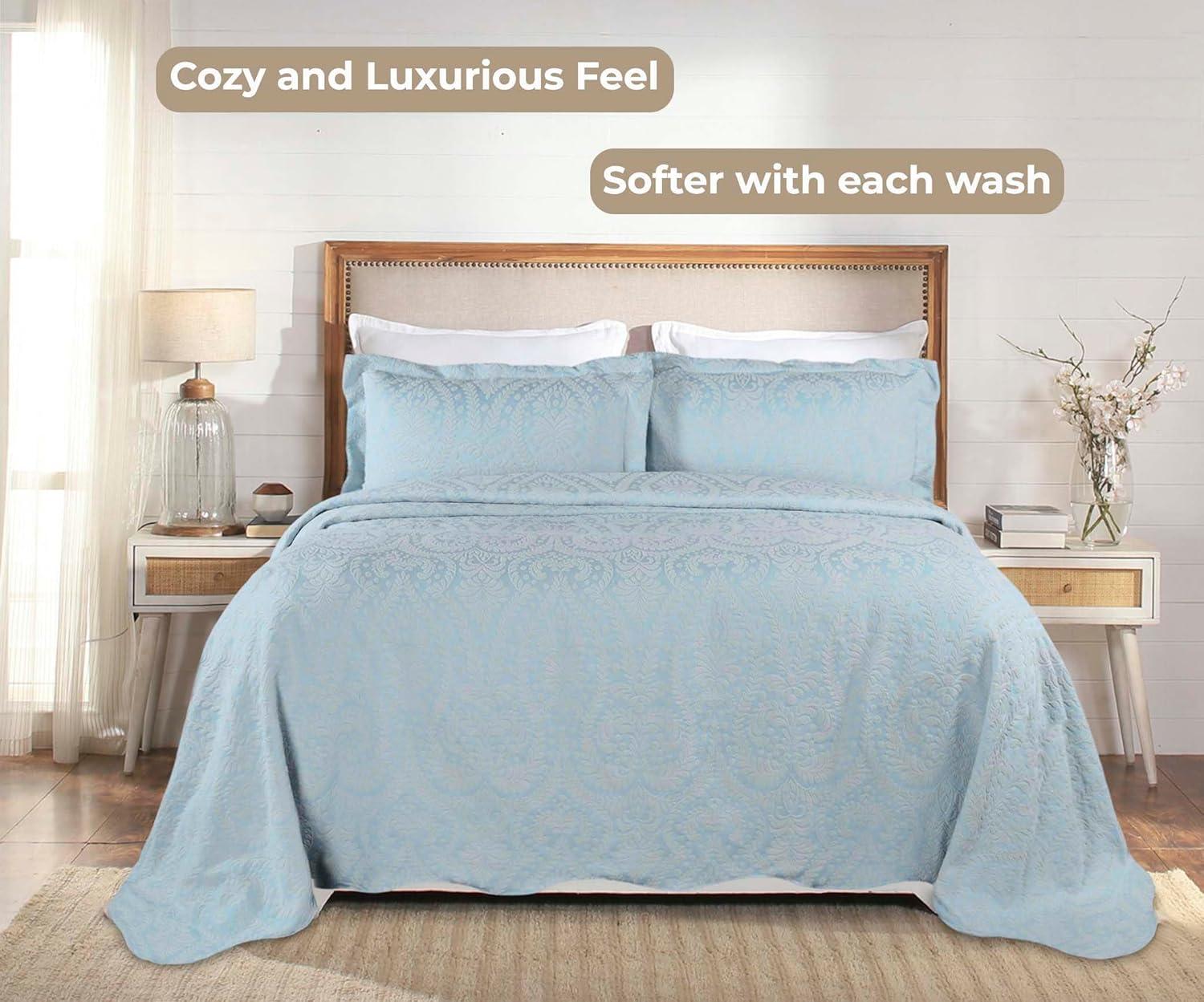 Superior Aspen Floral Scalloped Edge Cotton Blend Coverlet / Bedspread Set