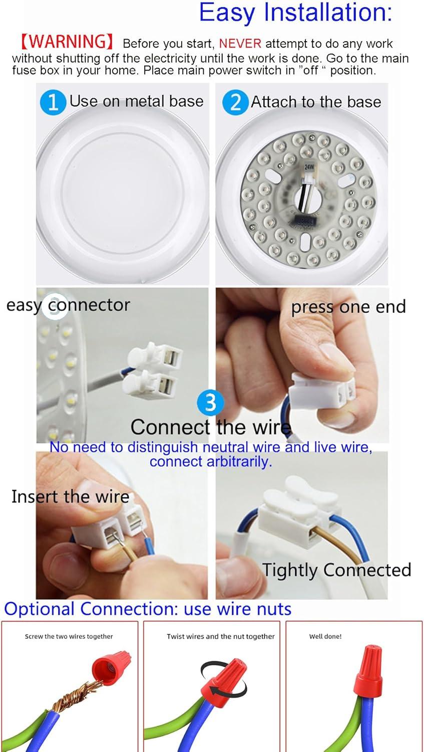 24W 5.3" LED Ceiling Fan Light Kit Replacement LED Light Board Panel,Retrofit LED Light Engine with 3 Color Temperature Memory Function