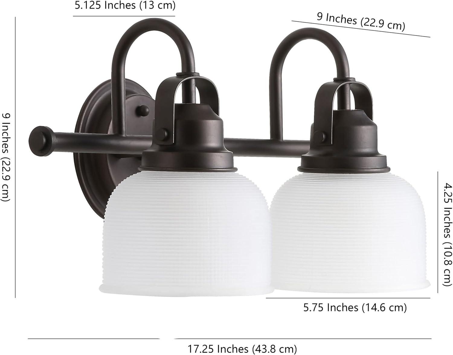 17.25" Metal/Glass Vanity Wall Light, ETL Listed, Bright Bathroom Fixture - JONATHAN Y