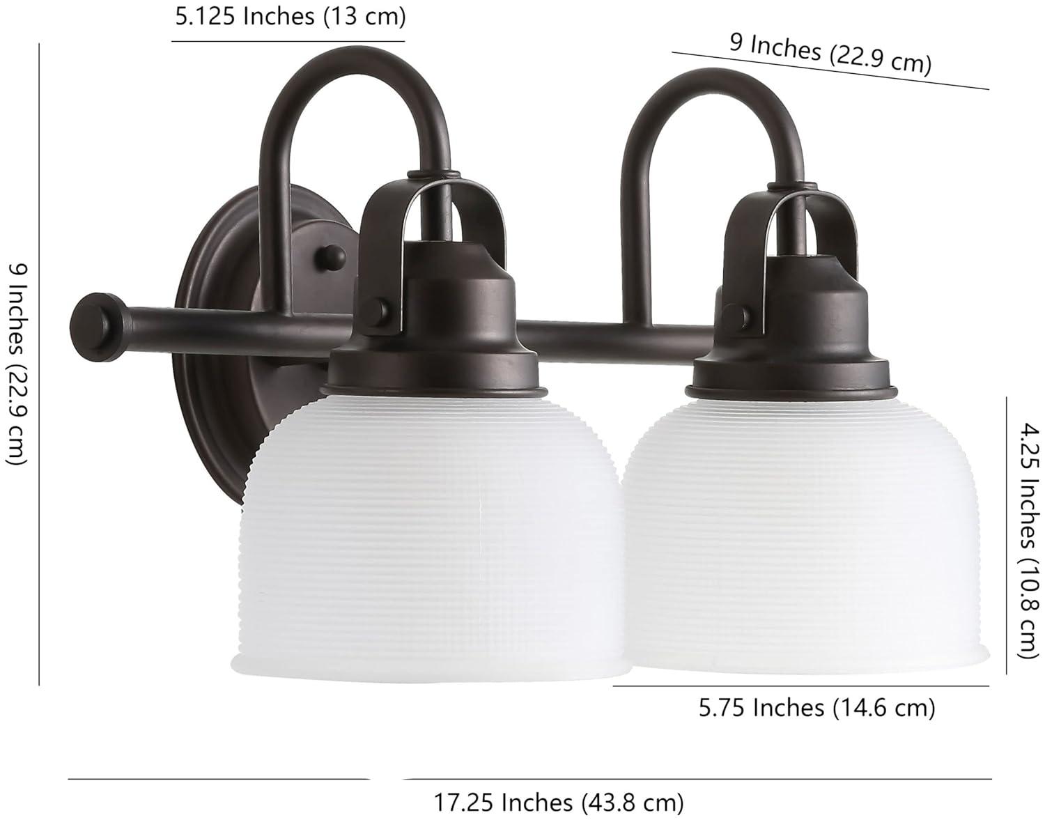 17.25" Metal/Glass Vanity Wall Light, ETL Listed, Bright Bathroom Fixture - JONATHAN Y