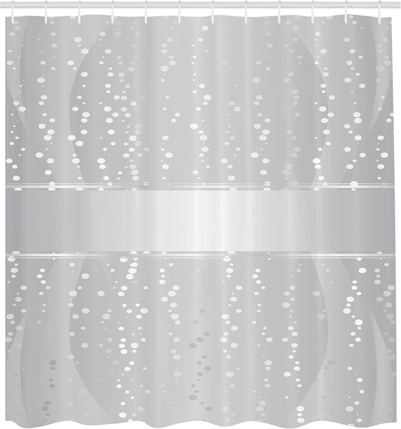 Ambesonne Grey Shower Curtain, Waves Dots Xmas, 69"Wx84"L, Grey White