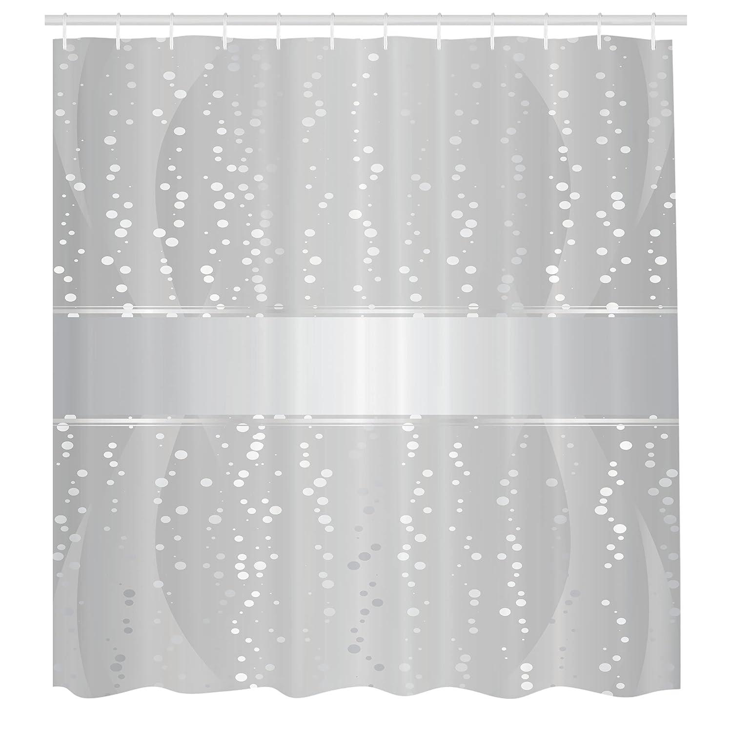 Ambesonne Grey Shower Curtain, Waves Dots Xmas, 69"Wx84"L, Grey White
