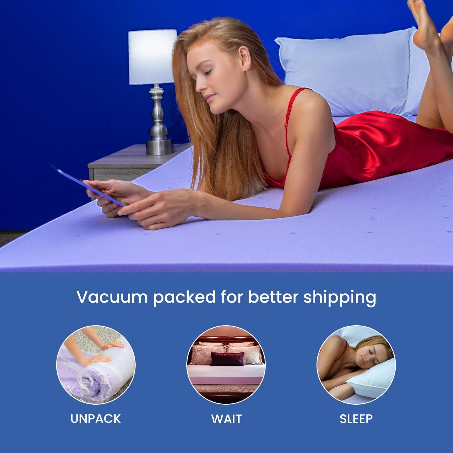 Deco Home 3-Inch Memory Foam Mattress Topper with Lavender Infused Scent