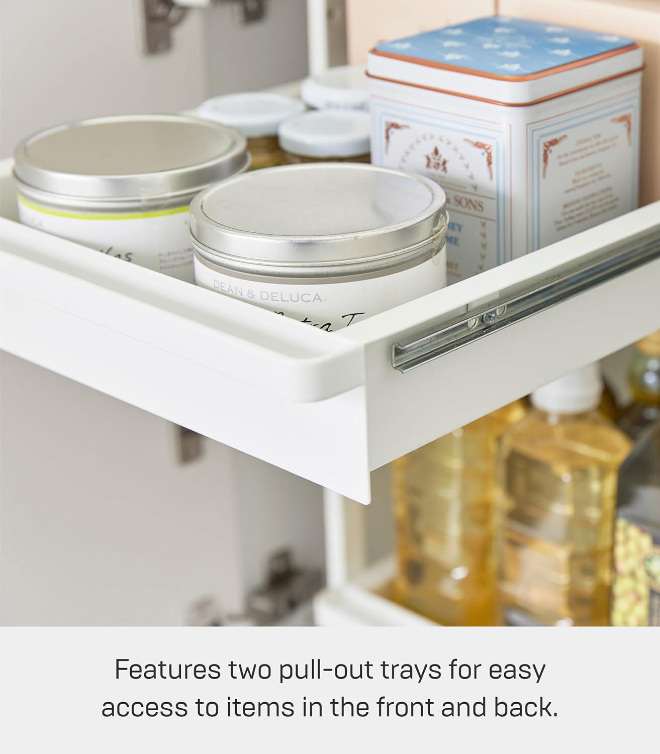 Yamazaki Home Yamazaki Home Tower Under-Sink Rack With Pull-Out Shelf, Versatile Kitchen Cabinet Storage Drawers, 2 Tiers, Sturdy Organization System - Steel