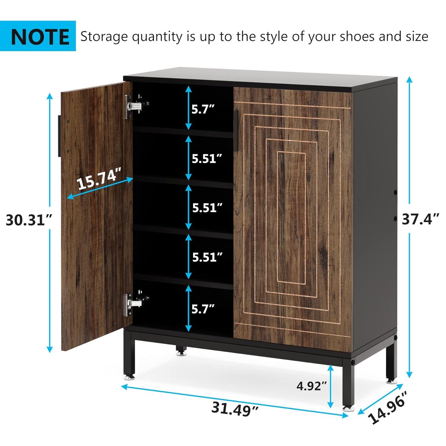 Shoe Cabinet with Doors, 20 Pairs Entryway Shoe Storage Cabinet with Shelves, 5-Tier Modern Free Standing Shoe Racks Storage Organizer for Closet, Living Room, Bedroom(White/Natural)