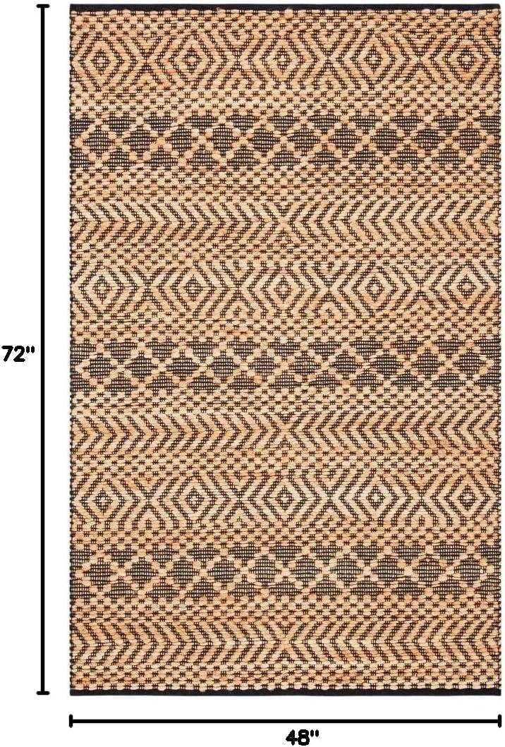 Kilim KLM455 Hand Woven Area Rug - Natural/Black - 4'x6' - Safavieh.