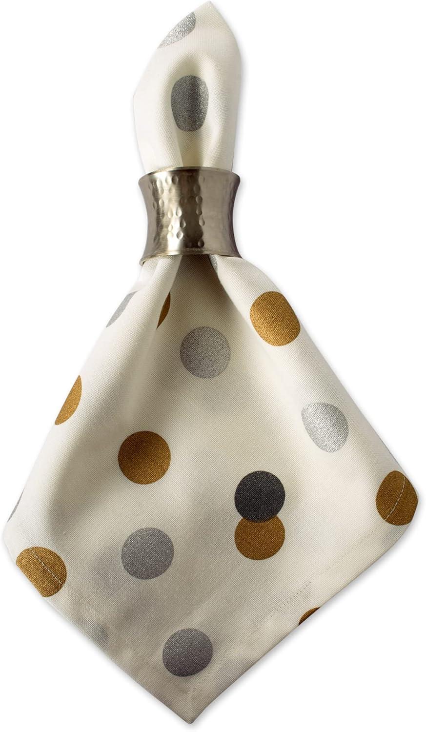 20" Silver and Gold Polka Dot Christmas Napkin Set