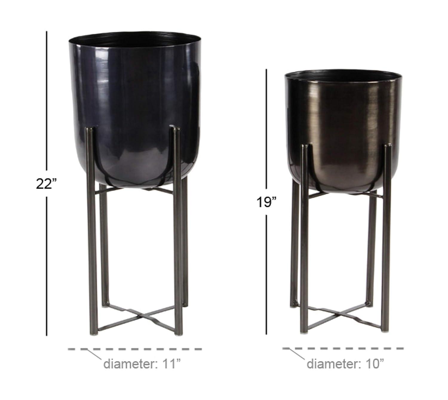 CosmoLiving by Cosmopolitan 2 - Piece Metal Dome Indoor Outdoor Planter with Removable Stand Set