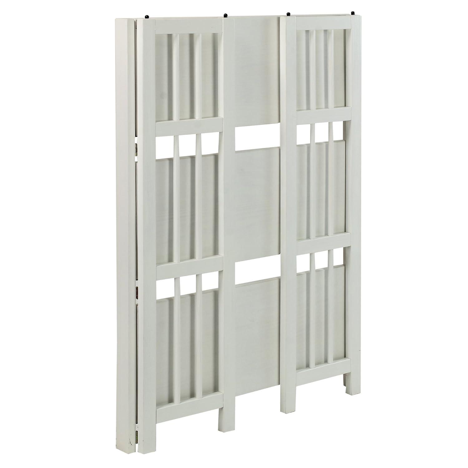 Casual Home 3-Shelf Folding Stackable Bookcase 27.5" Wide-White