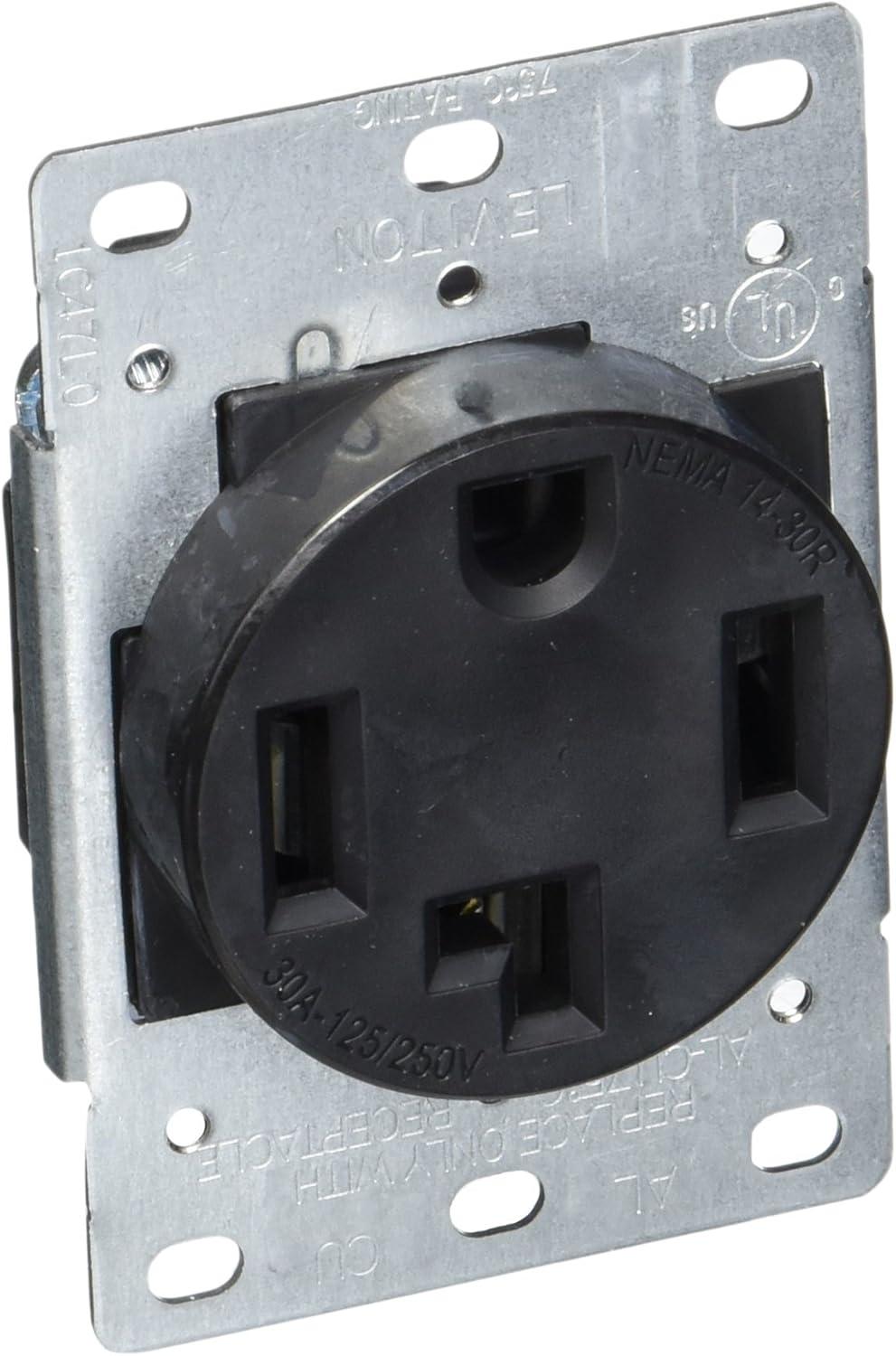 Black Thermoplastic 30-Amp Flush Mount Dryer Outlet