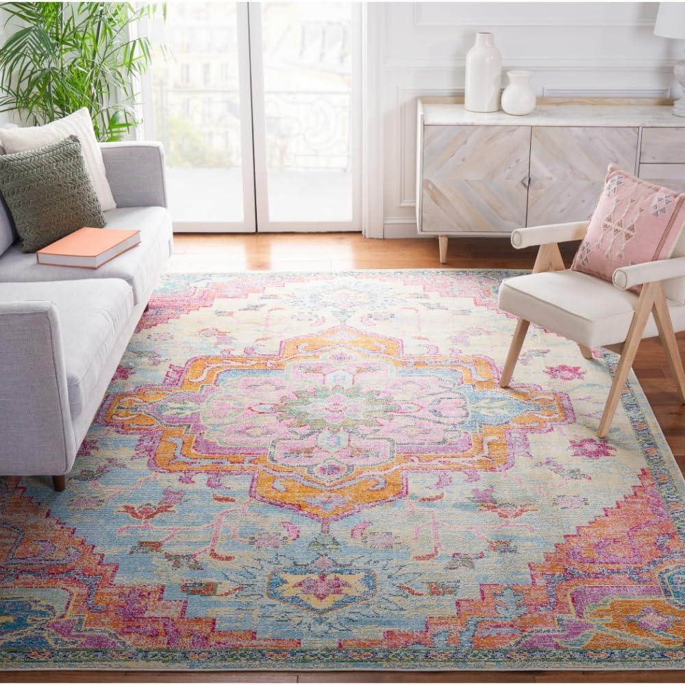 Crystal CRS501 Loomed Indoor Area Rug - Light Blue/Fuchsia - 9'x12' - Safavieh