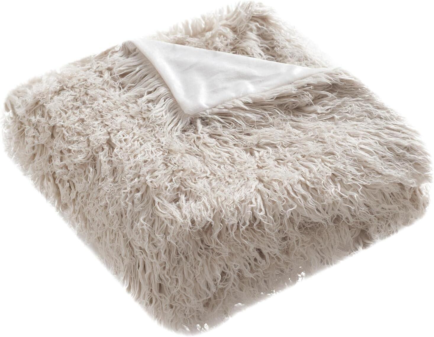 Faux Sheepskin Throw Blanket - Taupe - 50" x 60" - Safavieh .