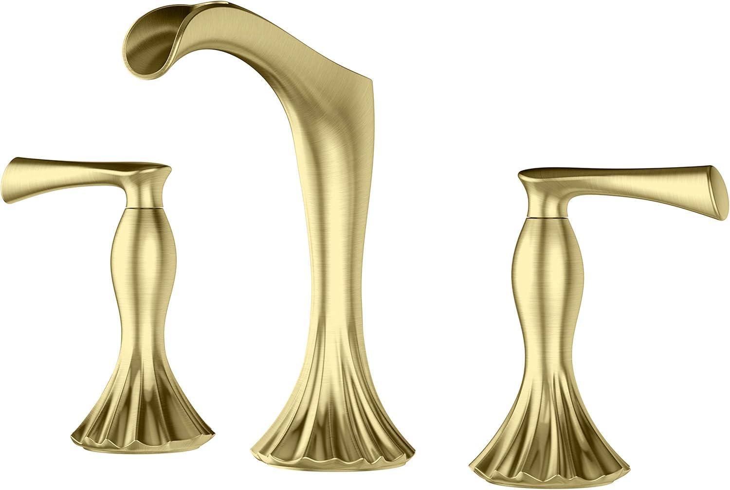 Rhen 8" Brushed Gold Stainless Steel Widespread Bathroom Faucet