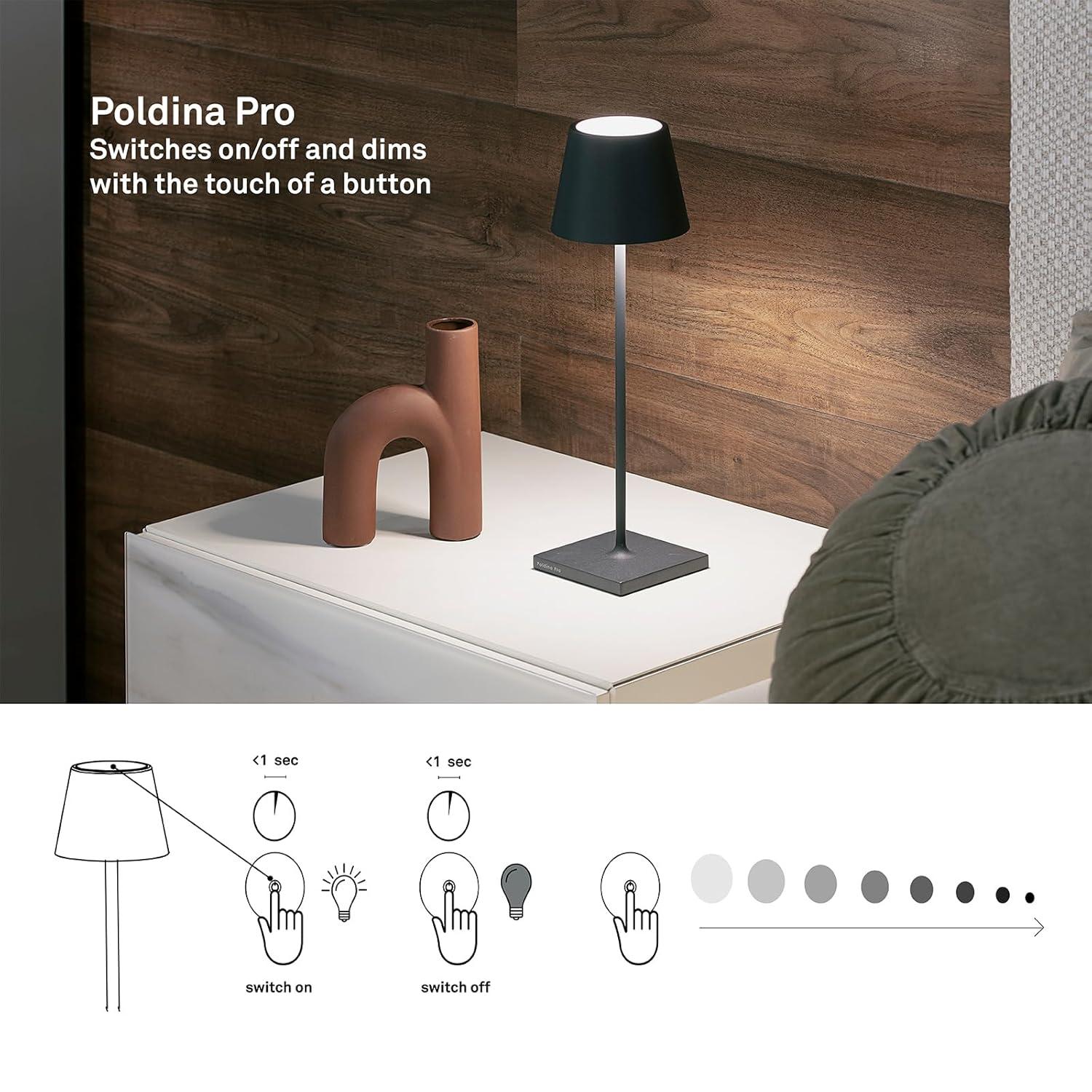 Rust Cordless Outdoor Touch-Control Table Lamp with LED Light