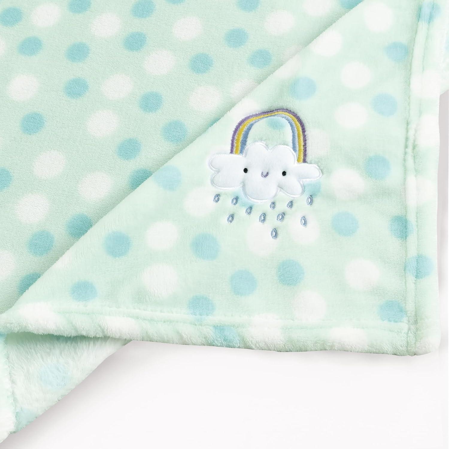 CREVENT 30"X40" Lightweight Warm Plush Baby Blanket for Infant Toddler Newborn Crib Cot Stroller,Unisex,Green Rainbow