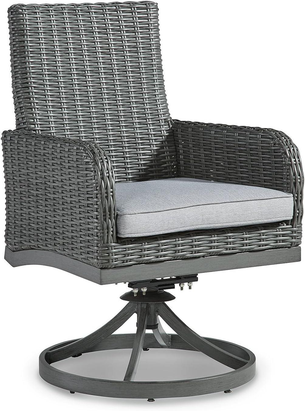 Signature Design by Ashley Elite Park Outdoor Swivel Chair with Cushion(Set of 2), Gray