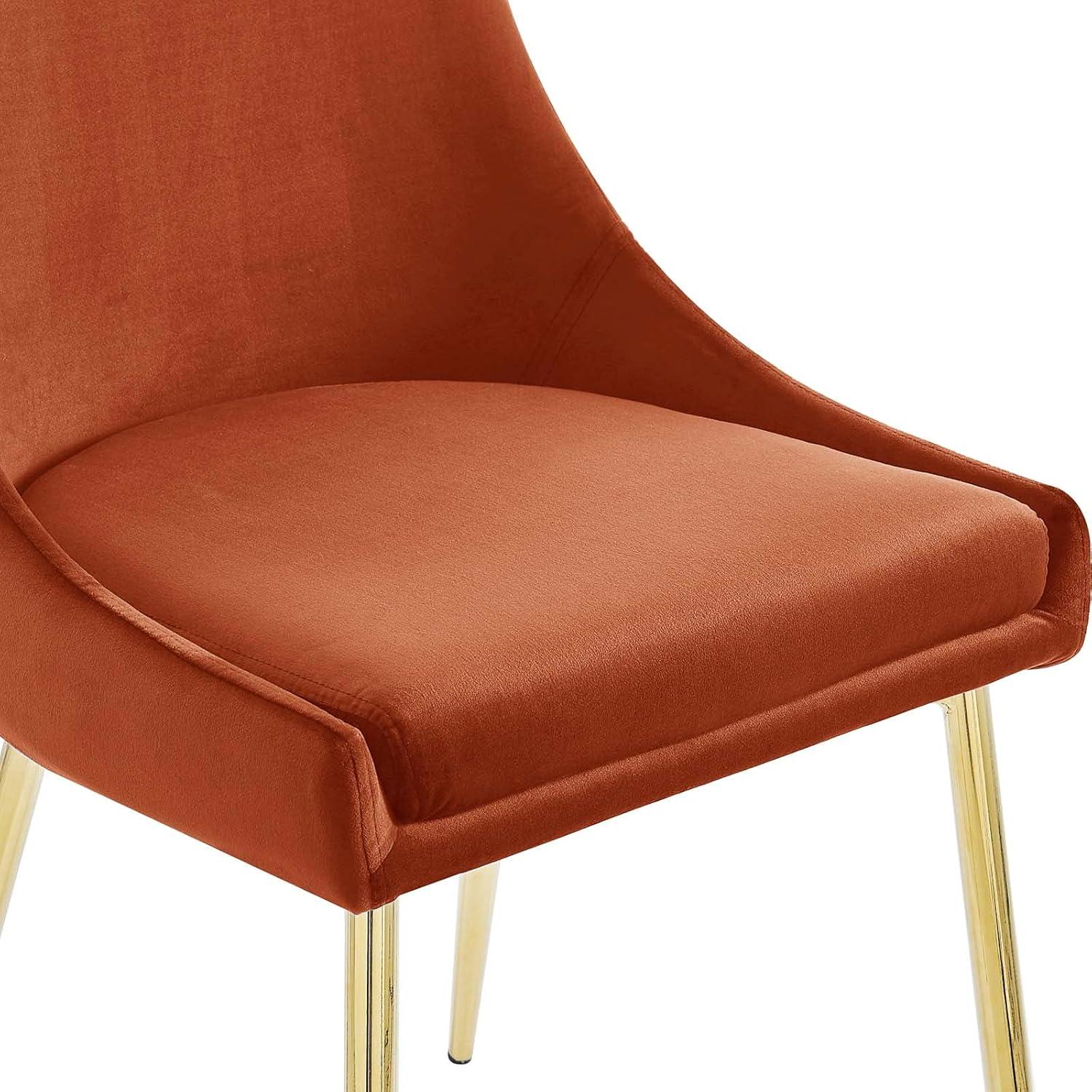 Gold Orange Luxe Velvet & Gold Metal Parsons Side Chair