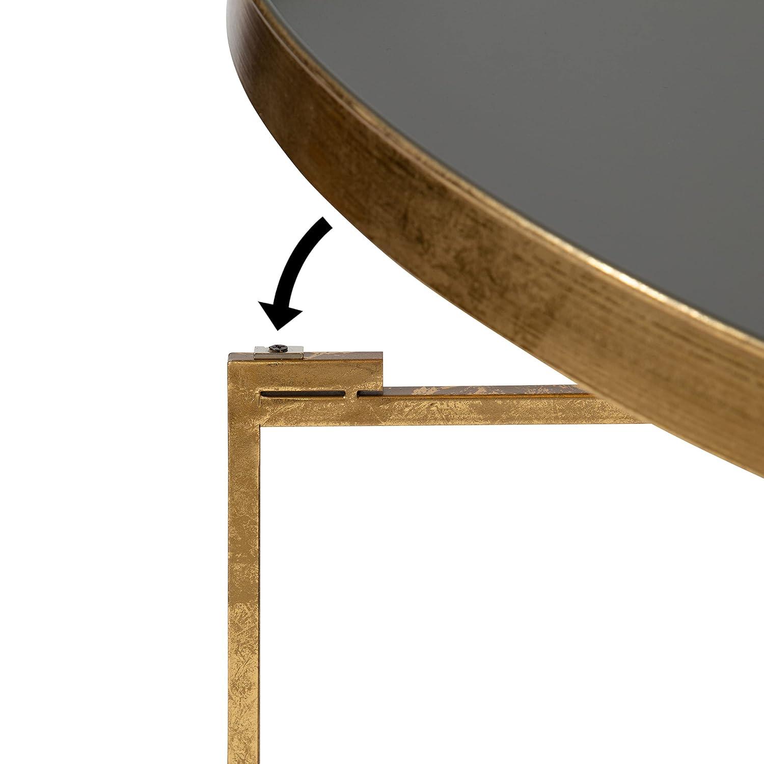 Kate and Laurel Celia Round Metal Coffee Table, 28.25x28.25x19, Gray and Gold