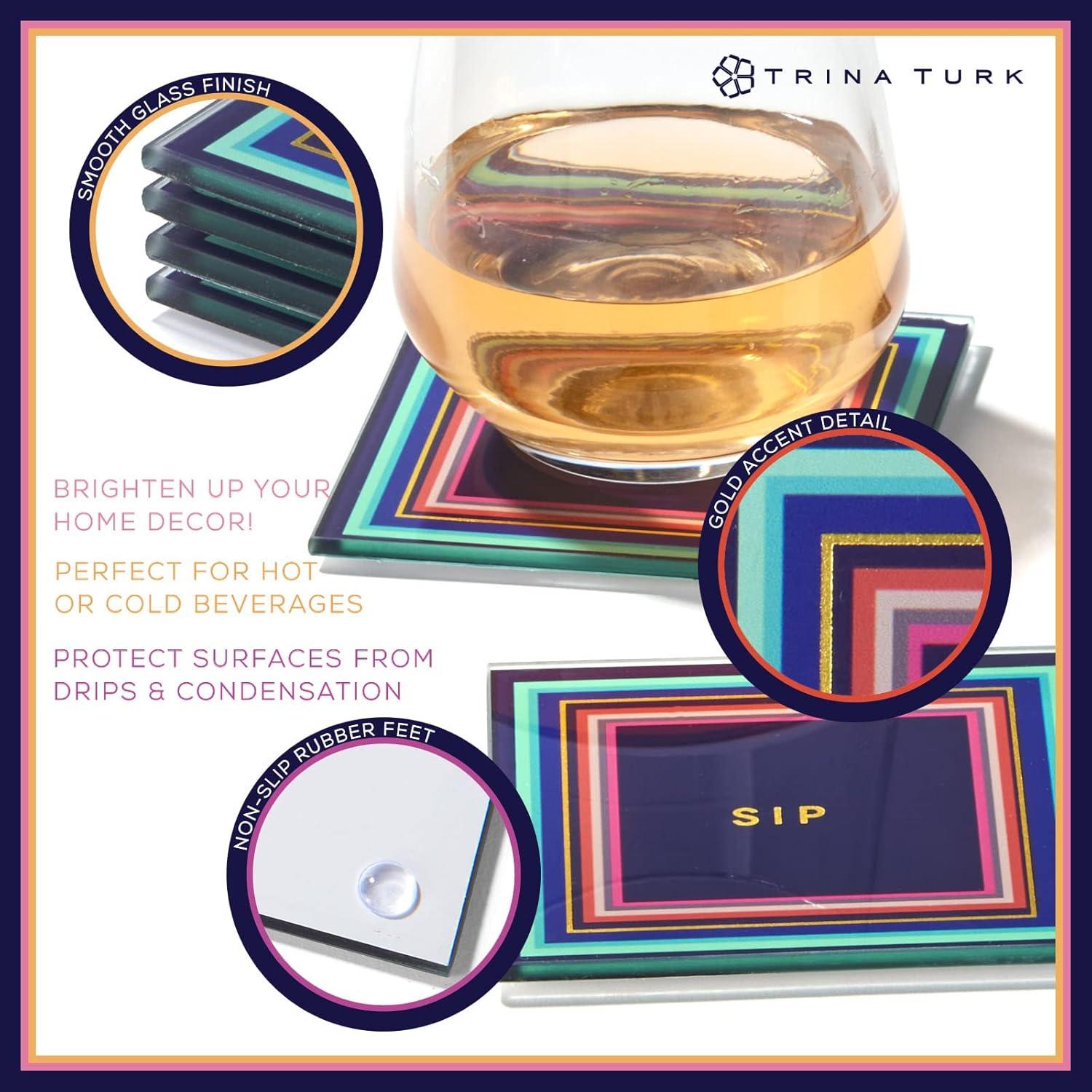 Glass Square 4 Piece Coaster Set