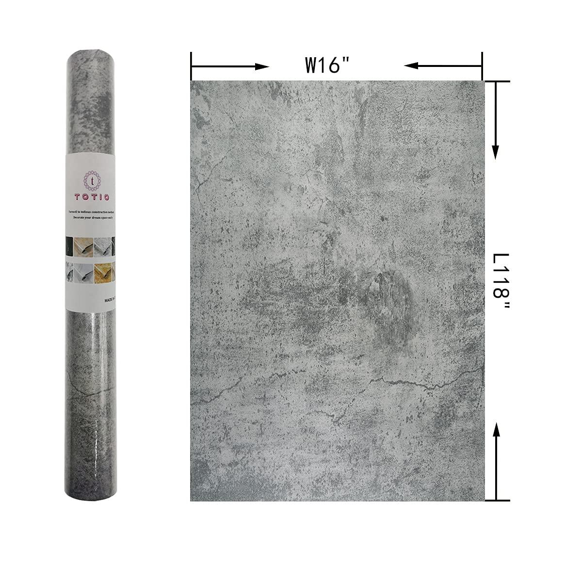 Gray Concrete Contact Paper Matte Thick Textured Grey Cement Wallpaper Peel Stick Countertop Contact Paper Removable Waterproof Adhesive Industrial Style Wall Sticker Kitchen Table Vinyl Wrap