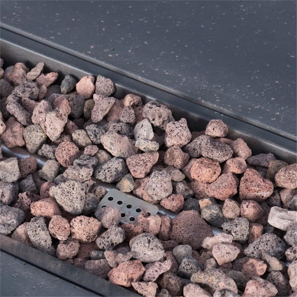 Jaxon Outdoor 56 Rectangular Propane Fire Table with Lava Rocks, Gray