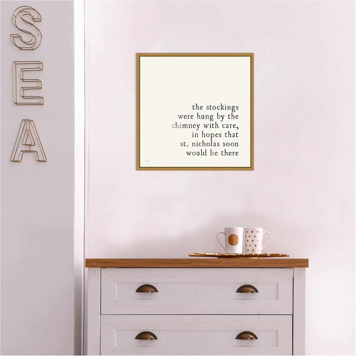 Amanti Art 16" x 16" Simple Christmas II Cream by Laura Marshall Framed Canvas Wall Art : Holiday Typography Decor, Seasonal Lithograph