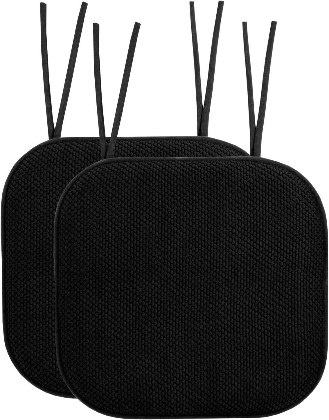 Memory Foam Honeycomb Non-Slip Back Chair Cushion Pad with Ties 2, 4, 6 or 12 Pack