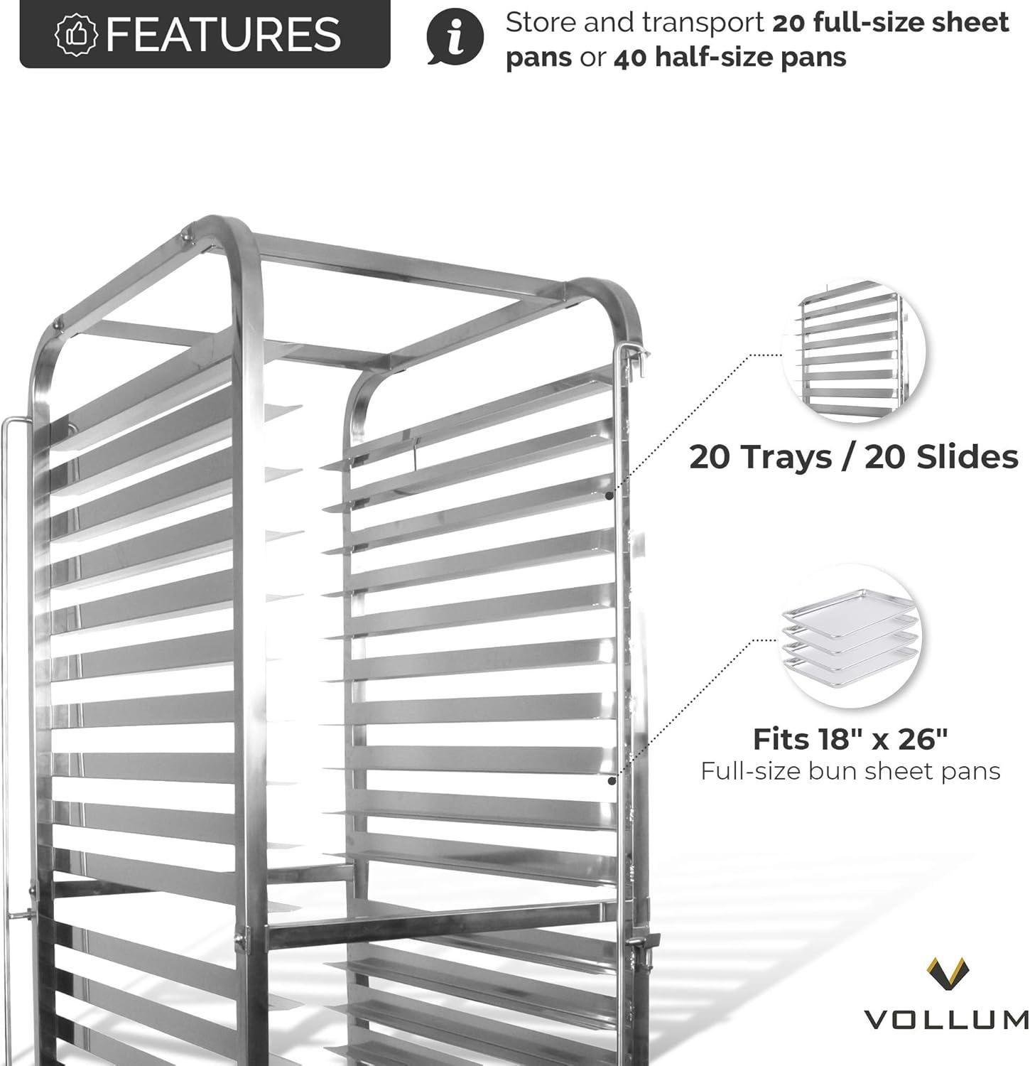 Stainless Steel 20-Tray Front-Load Bakery Rack with Casters