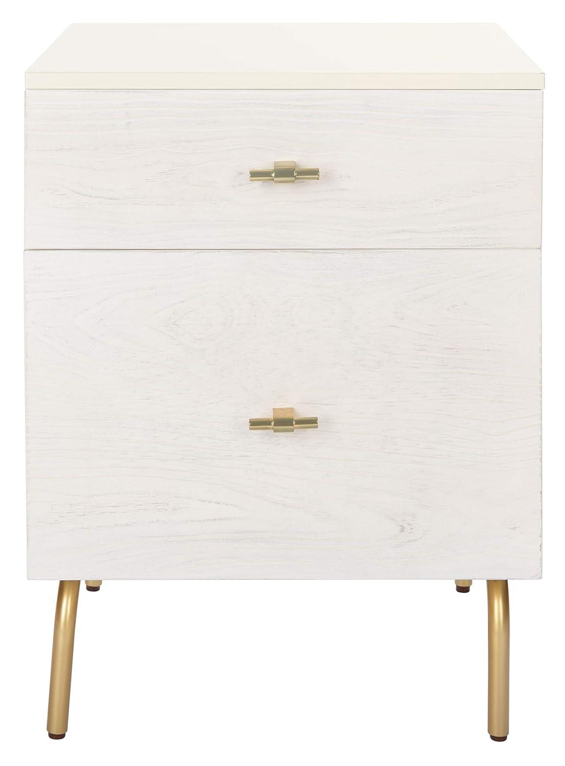 Genevieve 2 Drawer Nightstand - NST5002 - Cream/White Washed - Safavieh