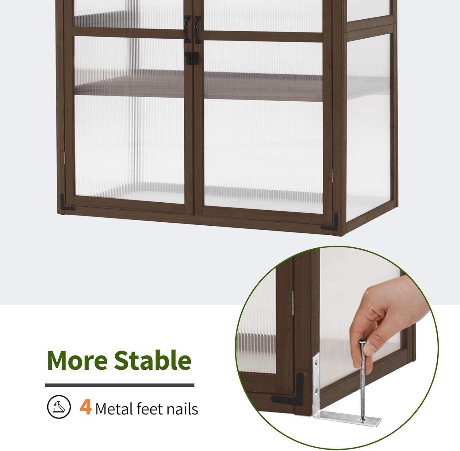 44.5" W x 24.8" D Cold Frame Greenhouse with Adjustable Shelves for Outdoor Indoor Use