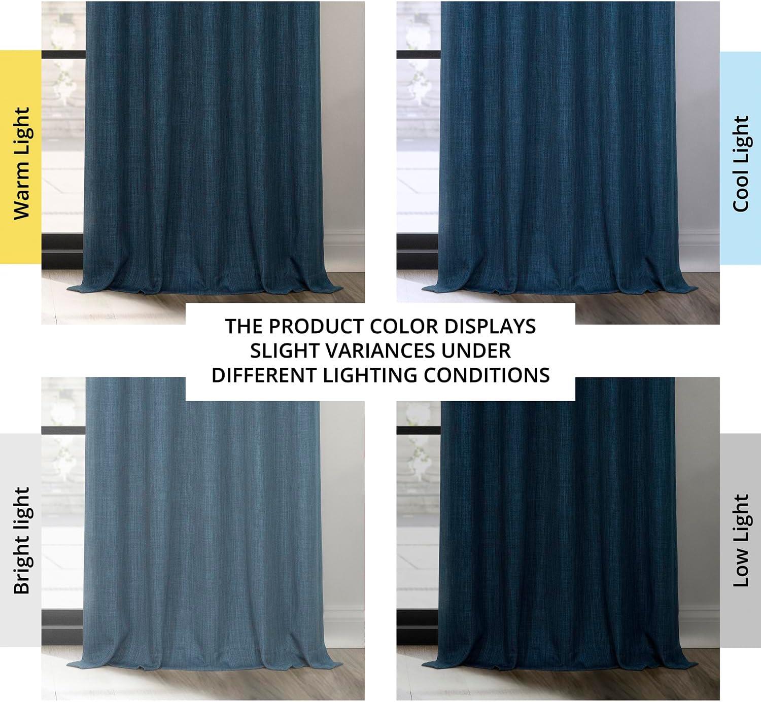 Indigo Faux Linen Room Darkening Curtain (1 Panel), Indigo, 50W X 84L