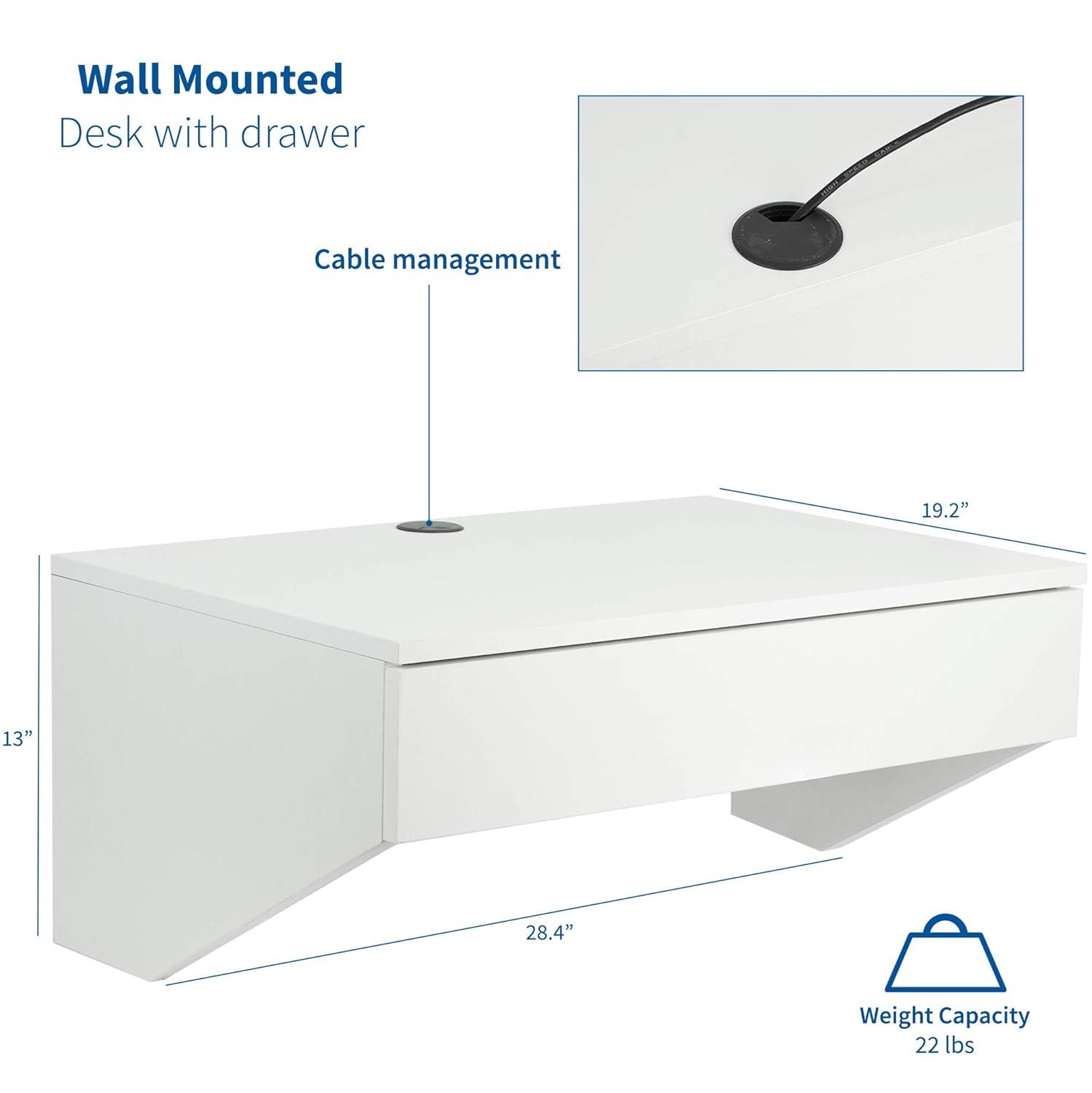 Vivo VIVO White Floating Wall Mounted Storage Shelf, Desk Drawer, DESK-SF01W