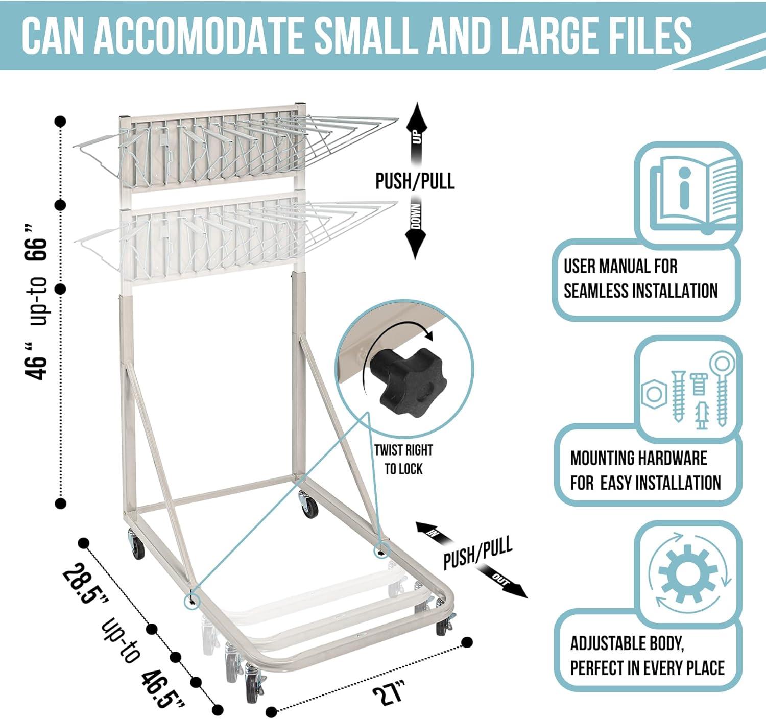 Adjustable Mobile Steel Blueprint and Poster Rack