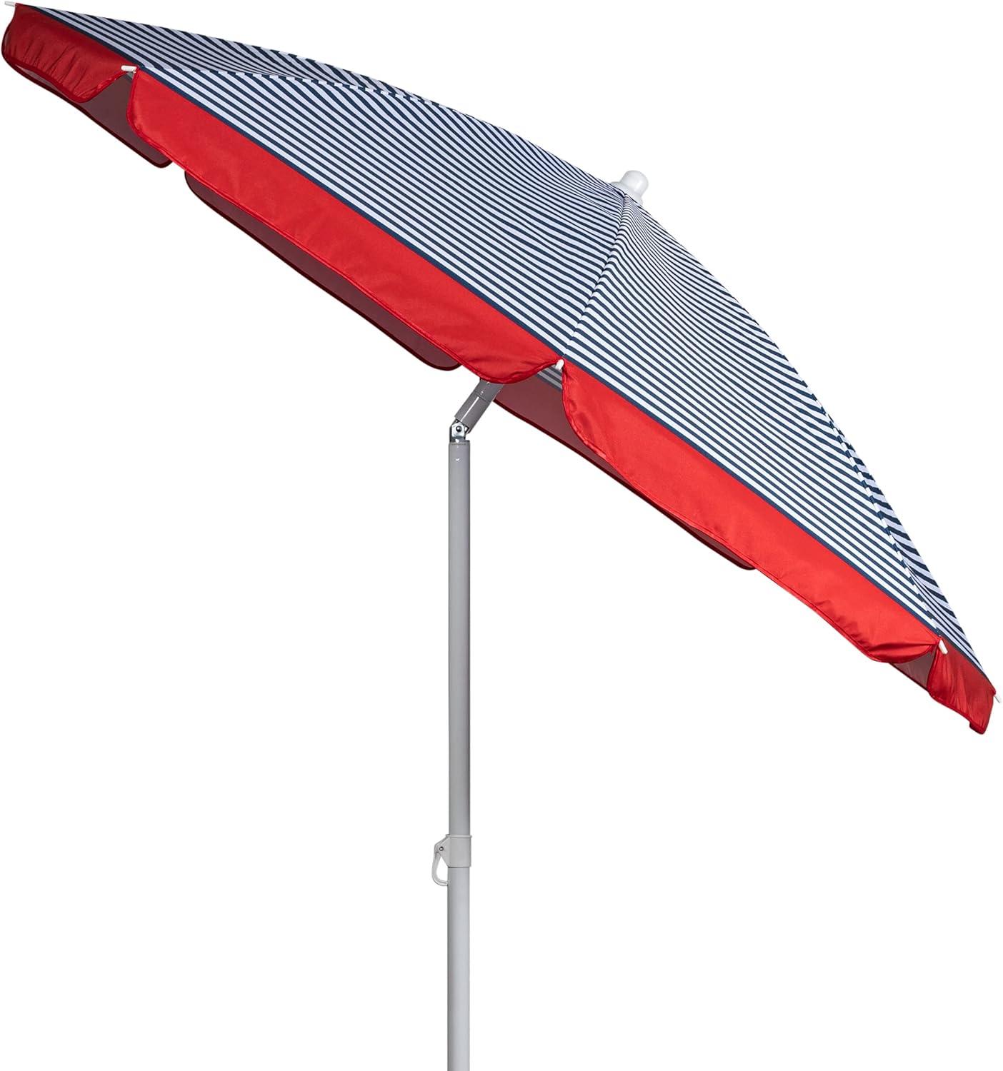 Picnic Time 5.5' Beach Compact Umbrella - Blue Pinstripe Pattern