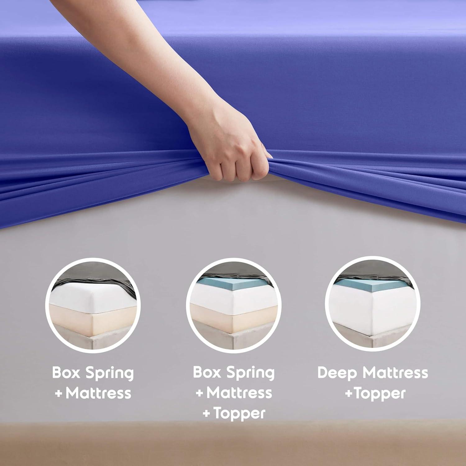 Nestl Extra Deep Pocket 6 Piece Sheet Sets, King Size Sheets & Pillowcases - Royal Blue